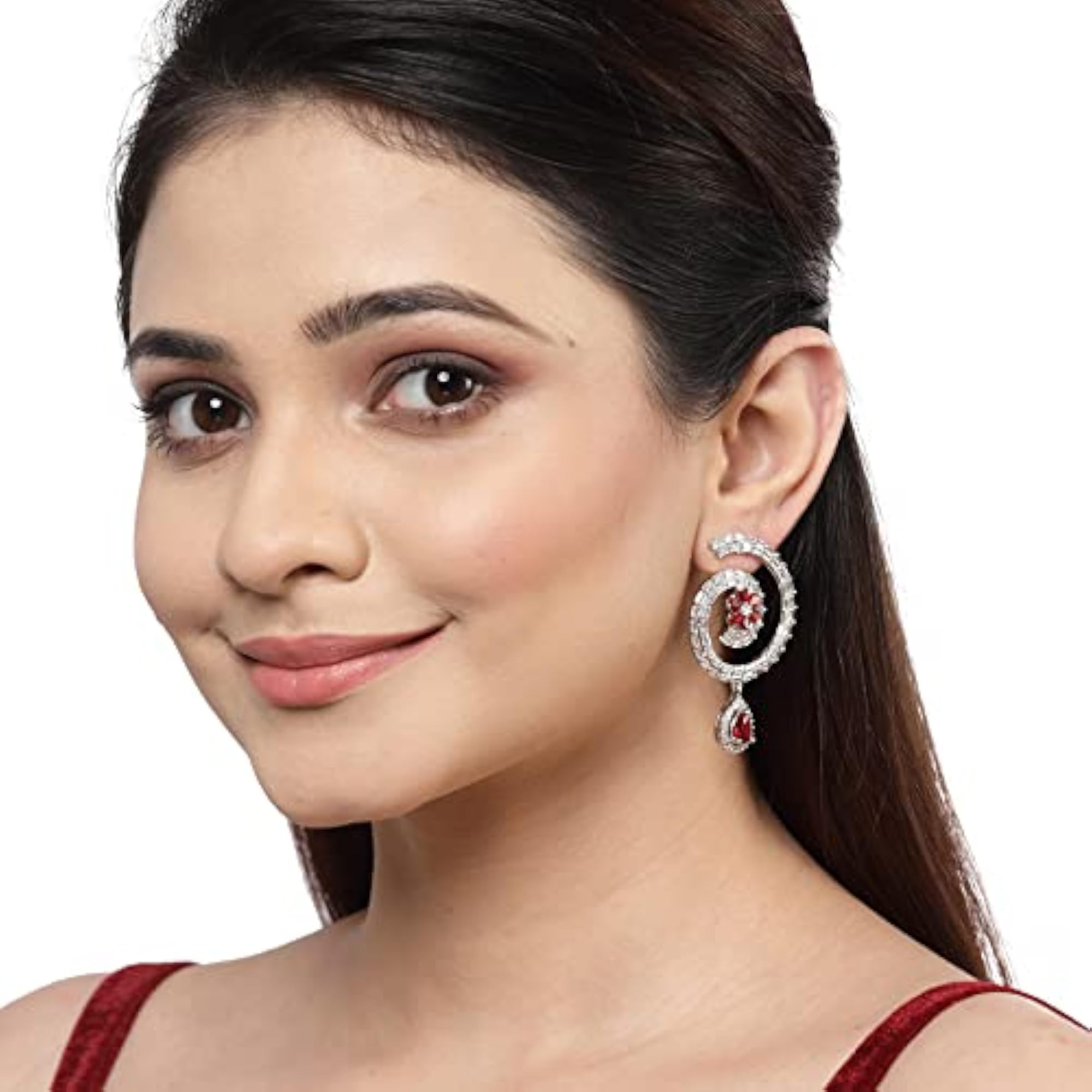 Rhodium-Plated Circular Hoop Earrings