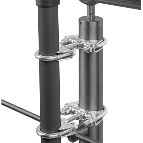 STORM-PROOF - Sonnenschirmhalter für runde Geländer, Schirmstockdurchmesser von 38mm bis 45mm, stabile 2-Punkt-Befestigung komplett aus Stahl