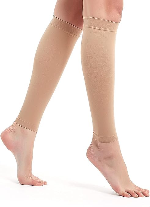 Calf Compression Sleeves for Women and Men, 20-30mmHg Graduated Compression, Leg and Calf Support, Footless Compression Socks Tights Leggings for Swelling Shin Splints Varicose Veins(1 Pair, One Size)