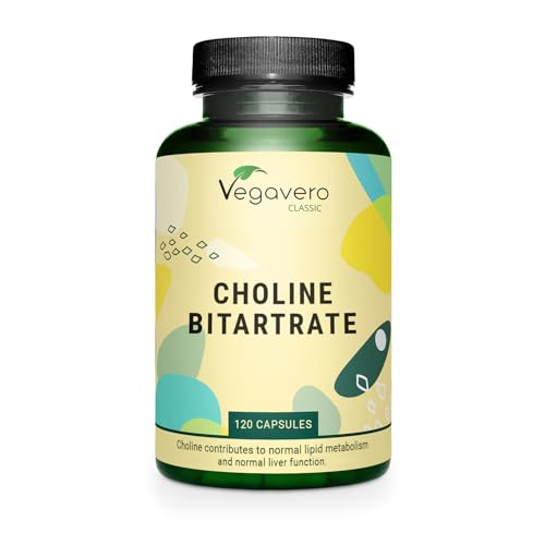 Vegavero Vegan Choline Bitartrate Capsules 1400 mg | 120 Capsules | Liver Supplements | Pregnancy Supplements | NO Additives