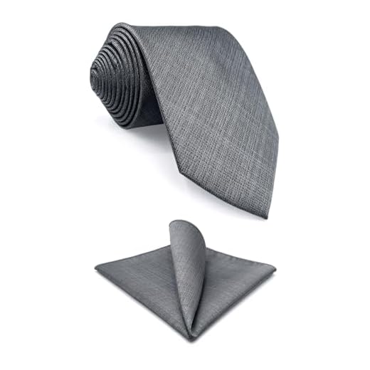 Shlax&Wing Nuevo Extra largo Hombre Seda Traje De Negocios Corbatas Para Gris Color Sólido (Extra Largo Corbata 160cm×9cm+Pañuelo De Bolsillo)