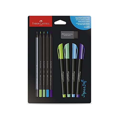 Kit SuperSoft Cores Frias, Faber-Castell, 10 peças, 1 Cartela - KIT/SSCFRIAS