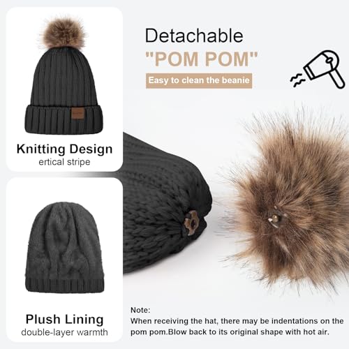 Winter Hats for Women Beanie Hat Scarf Set Warm Touchscreen Gloves Knitted Long Scarfs Beanie with Pom Gifts2