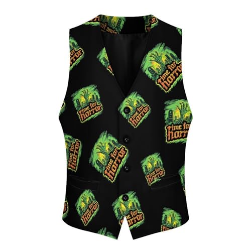 Time for Horror Novelty Men's Suit Vest Funny Formal Dress Vests Business Waistcoat3