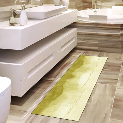 Alfombra pasillo 120 x 120 cm lavable decorativa abstracta color amarillo 4