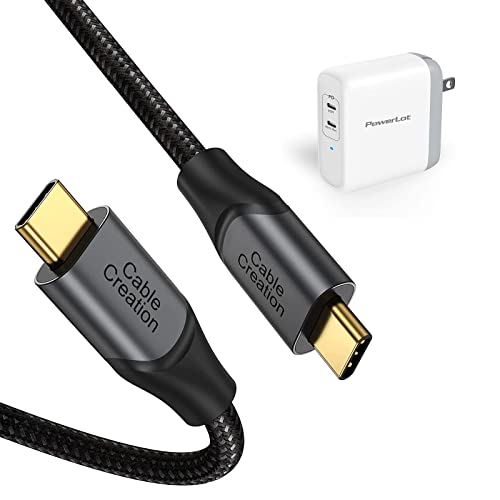 Bundle-2 Items: USB C Cable 10 FT 100W + 68W 2-Port GaN PD 3.0 Wall Charger, 60W USB C Power Adapter