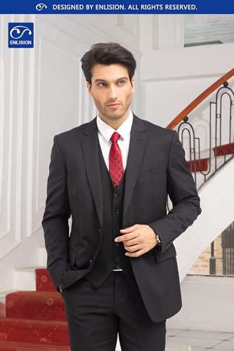Image of Enlision Men's Suit Vest Business Formal Dress Waistcoat Solid Color Vest for Suit or Tuxedo