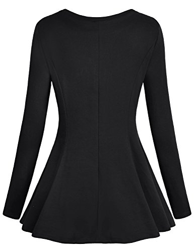 Miusey Women Long Sleeve Peplum Tops V Neck Pleated Fitted Ruffle Tunic Blouse for Hiding Belly2