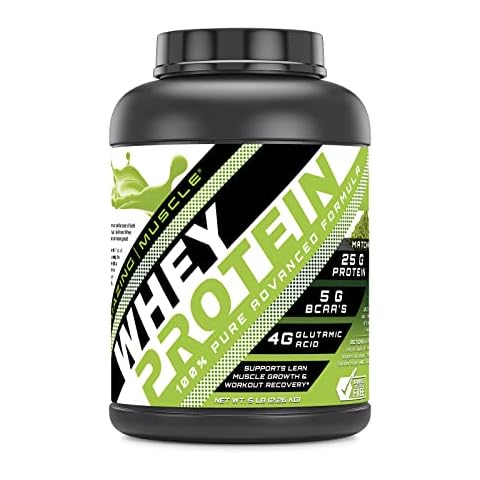 Amazing Muscle 100% Whey Protein Powder *Advanced Formula with Whey Protein Isolate as a Primary Ingredient Along with Ultra Filtered Whey Protein Concentrate (Japanese Matcha, 5 Lb) Cover