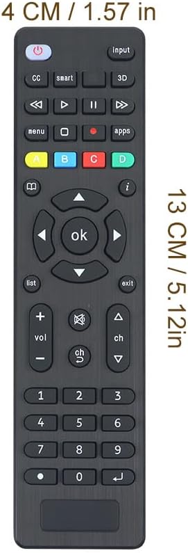Front view of the Pilotage Universal Remote Control with dimensions (13 cm / 5.12 in length, 4 cm / 1.57 in width).