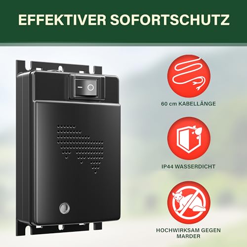 Veddelholzer Marderschreck Auto-hochwirksame Autobatteriebetriebene Marderabwehr im Ultraschall Frequenzbereich-Automatischer Marderschutz Motoraum passend für alle Modelle-Autozubehör Marder Abwehr