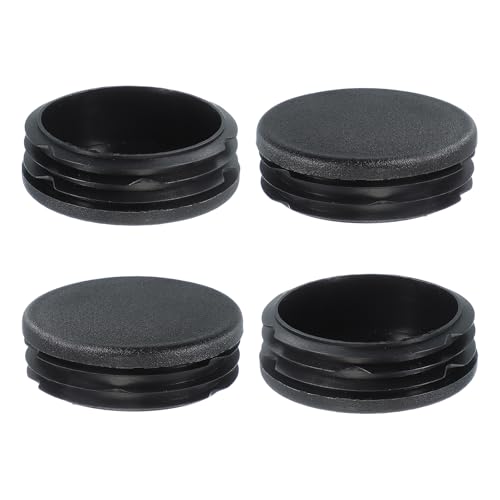 Image of PATIKIL 2-3 /8 Inch Plastic Tubing End Caps, 4 Pcs Round Hole Plug Insert for Round Iron Pipe Chair Leg Table Bookshelves Patio Furniture, Black