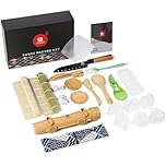 SUPJOYES Sushi Making Kit - 27 in 1 Complete Maker for Beginners, With Bamboo Rolling Mat, Bazooka, Knife, Chopsticks, Nigiri/Onigiri/Gunkan Molds, Guide Book & More