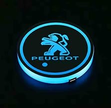 Peugeot LED Coaster Cup Holder 2008 3008 5008 SUV 308 208 LED Light Matte Pad Glowing LED Coaster Brightness Sensor Automatic On/Off Illumination Vehicle Interior Car-mounted Round Drink Holder Cup
