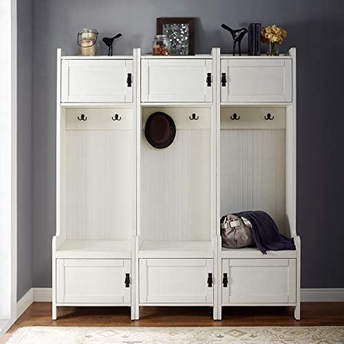 Crosley Furniture Fremont Tower Entryway Hall Tree With Storage (Set Of 3), Distressed White #TOP6