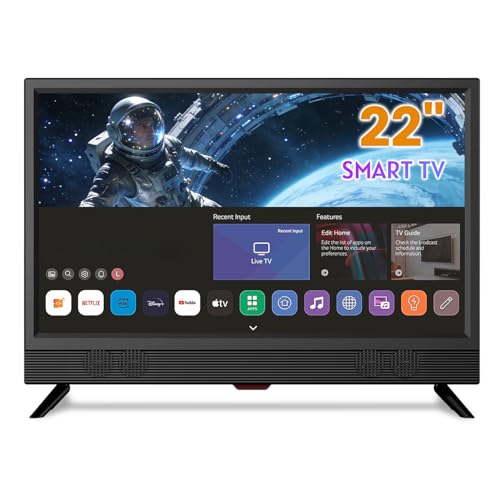 Feihe 22-inch Small Smart TV Full HD 1080p | Kitchen Smart TV, Flat Screen Television with Loud Dual Stereo Speakers, 178° Viewing & Wi/Fi (22, Inches)