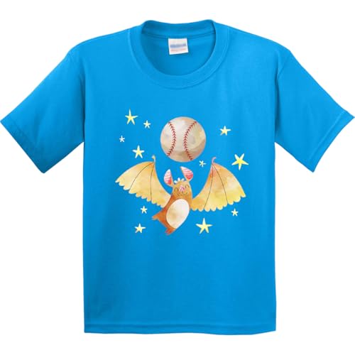 inktastic Bat Flying with Baseball Youth T-Shirt Youth X-Small (2-4) Pacific Blue 45677
