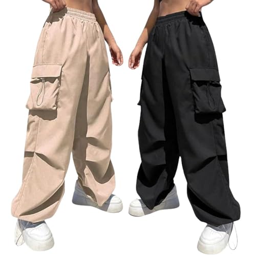 Image of GRECIILOOKS Cotton Solid Side Pockets Parachute Cargo Pant for Women