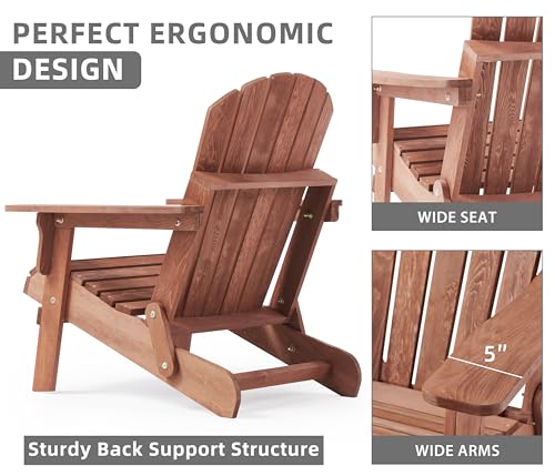 Soliwood SLW-ADK-DACK BROWN-OVERSIZE Oversize Wooden Outdoor Folding Adirondack Chair thumb #3