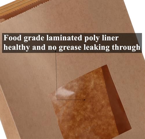 Yopay 100 Pack Kraft Paper Bakery Bags with Window, Tin Tie Tab Lock, 5.9 x 2.8 x 9.2 inch for Cookies, Treats, Coffee Beans by Yopay - Image 3