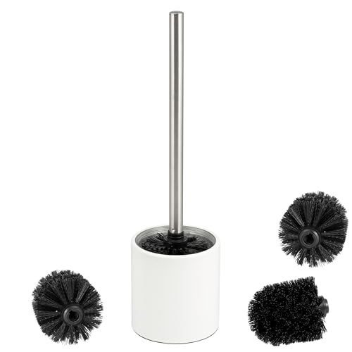 bremermann Garniture WC TIRANO, Brosse WC indépendante avec Insert en Verre, 3 têtes de Rechange incluses, Brosse WC pour Salle de Bain et WC visiteurs...