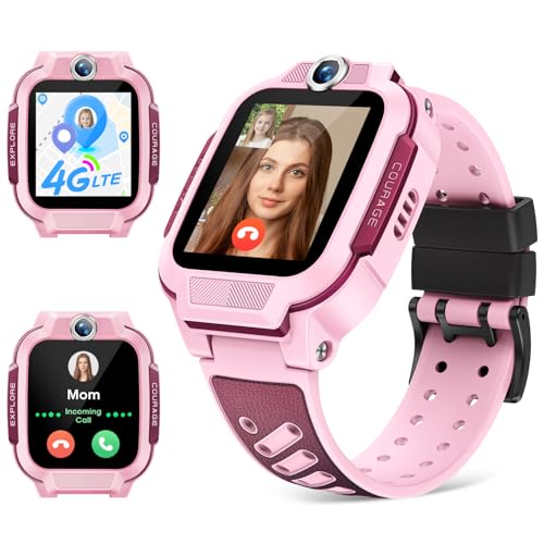 imoo Watch Phone, Montre connectée 4G pour Enfants avec appels vidéo HD, Suivi GPS en Temps réel, Étanchéité IPX8 (Z3, Rose)