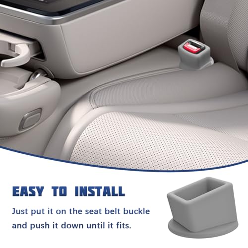 Image of Bittwee Seat Belt Buckle Holder Car Seatbelt Fixer, Grey | Silicone construction, soft contact feel, anti-slip surface, easy daily access, auto accessories