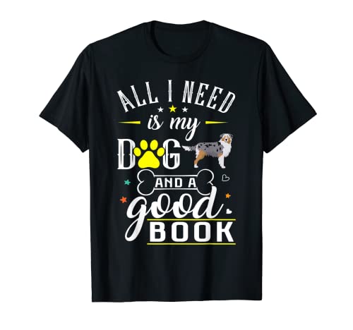 Australian Shepherd Dog Spruch Love Books Reading Bookworm T-Shirt