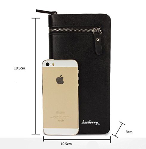 Men's Leather Fashion Wallet Pocket Card Clutch Bifold Purse (Black)4