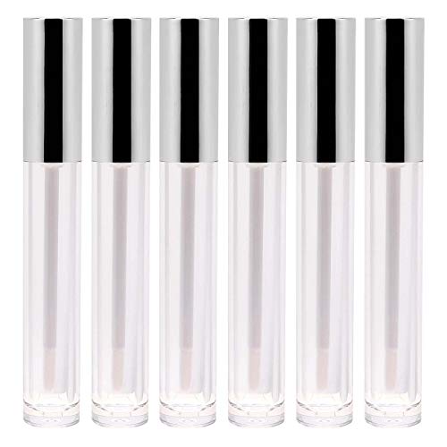 Lurrose Tubos de brilho labial transparentes 6pcs 6. 5ML Tubos de plástico para lábios Frascos dispe