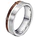 Mens Womens 8mm Tungsten Silver Ring Vintage Wedding Engagement White Band with 100% Koa Wood Flat Top