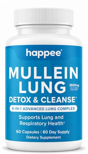Happee Mullein Lung Detox & Cleanse Supplement for Smokers, 60 Ct.