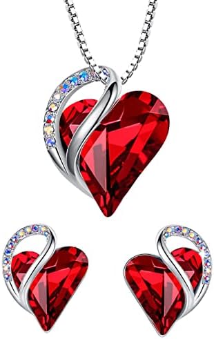 Leafael Infinity Love Heart Necklace and Stud Earrings for Women,...