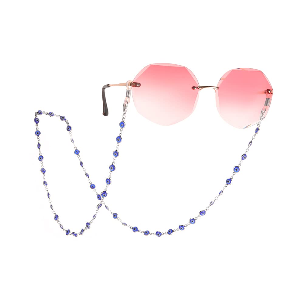 LIKGREAT Cadena para gafas de ojo malvado, cadena para gafas de lectura, soporte de vidrio para el cuello, cordón para gafas de sol, correa para mujeres y niñas