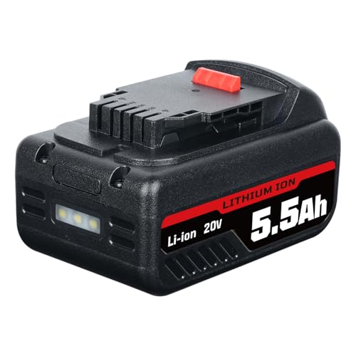 5.5Ah 18V/20V Replacement for Dewalt Battery 18V Li-ion Compatible with DEWALT DCB200 DCB180 DCB184 DCB204 DCB206 DCB201 DCB200-2 18V/20V Series Cordless Tools with LED Indicator