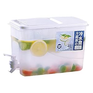 4L Drink Dispenser, Fridge Water Dispenser with Tap, Juice Jug for Hot & Cold Water, Brew, Beer, Cocktail, BPA-Free Plastic Beverage Container for Home, Pub Party – with Leak-Proof Tap