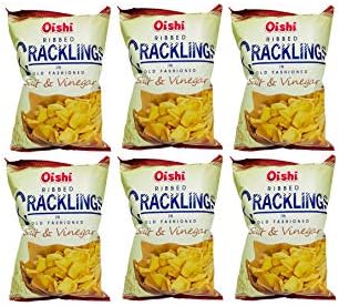 Oishi Ribbed Cracklings in Old Fashioned Salt & Vinegar 90g, 6 Pack