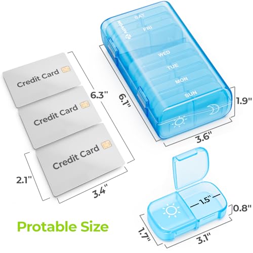Image of AUVON Weekly Pill Organizer 2 Times a Day, One-Sided Opening, Easy to Use