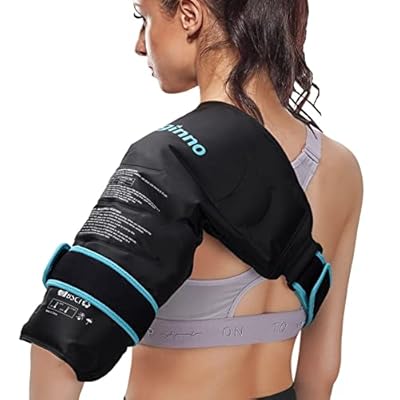 Maginno Shoulder Ice Packs for Injuries Reusable, Heat or Cold Therapy Compression Wrap Flexible Ice Gel Pack for Left Right Shoulder Injuries, Surgery, Rotator Cuff Injuries, Black