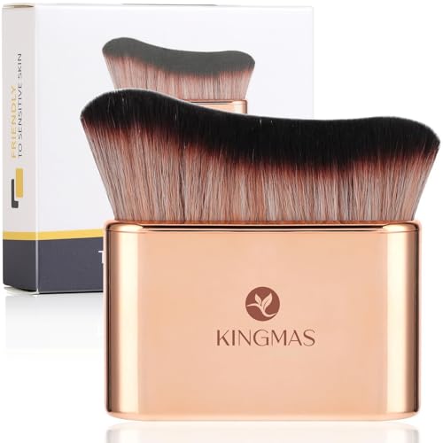 KINGMAS Self Tanner Brush - Kabuki Body Makeup Brush Soft Vegan Tanning Brush for Foundation Bronzer Self Tan Back Applicator Body Face Blending Brush