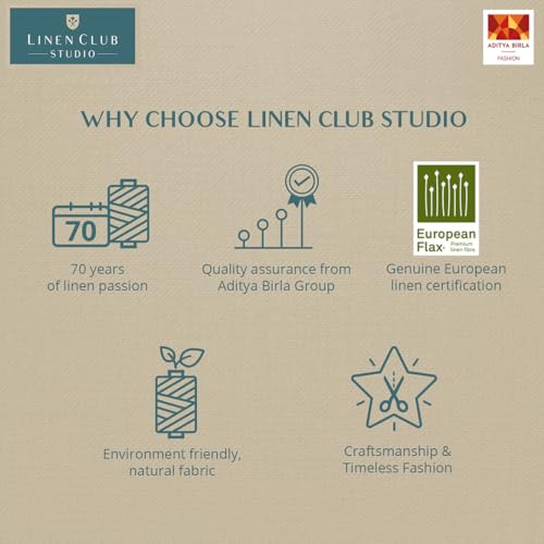 Image of Linen Club Men's Pure Linen Chambray Contemporary Fit Casual Trousers