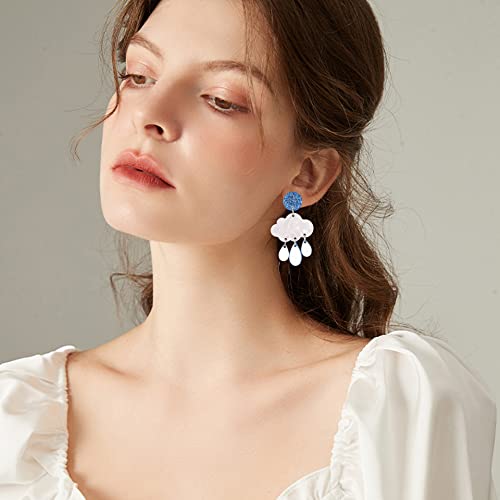 Unique Lightweight Cute Creative Clouds Water Droplets Dangle Drop Earrings Acrylic Weather Raindrops Stud Earrings for Women Statement Jewelry Gifts4