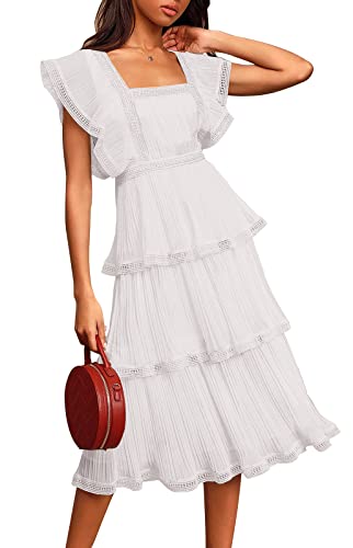 Image of Womens Summer Ruffle Maxi Dress Tiered Chiffon Wedding Guest Cocktail Dress | ETCYY Summer Dresses,Ruffle Dress,Maxi Dresses,Boho Floral Dress,Wedding Dresses,Beach Vacation Dress,Spring Dresses