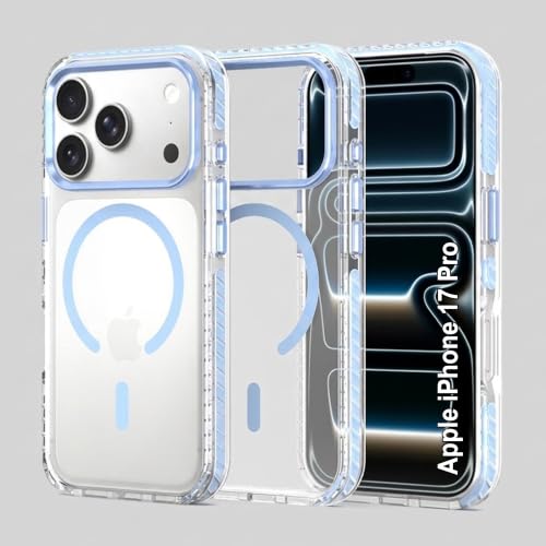 Image of Zapcase Crystal Clear Back case for iPhone 17 Pro | PC Back | TPU Bumper with Inner Rubber Grip | Metal Camera Guard Bezel | Metal Buttons | Scratch Resistant | 2 Layer Edge Protection | Light Blue