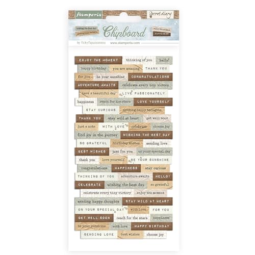 Stamperia - Chipboard for Scrapbooking, Albums, Card Making, Bullet Journalling and More, Adhesive Printed Cardboard Embellishments, Perfect for Hobbies, Crafts, and Gifting (Secret Diary)