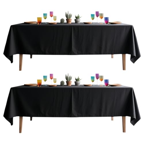 WIGENIUS 6 Pack Black Table Cloth Rectangle Tablecloths 60X102 Inch,Polyester Table Cloth for 6 Foot Rectangle Tables,Wrinkle Resistant Washable Fabric Table Covers for Party,Wedding Banquet