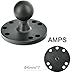 VAUBORTTI Aluminum 1-Inch Ball Mount with Diamond and Round Base, AMPS Hole Pattern for Car Boat Dash Mounting, Compatible with RAM B Size, for GPS Fish Finder Tablet Camera