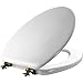 Mayfair Molded Wood Toilet Seat featuring STA-TITE Seat Fastening System & Oil-Rubbed Bronze Hinges, Elongated, White, 144ORA 000