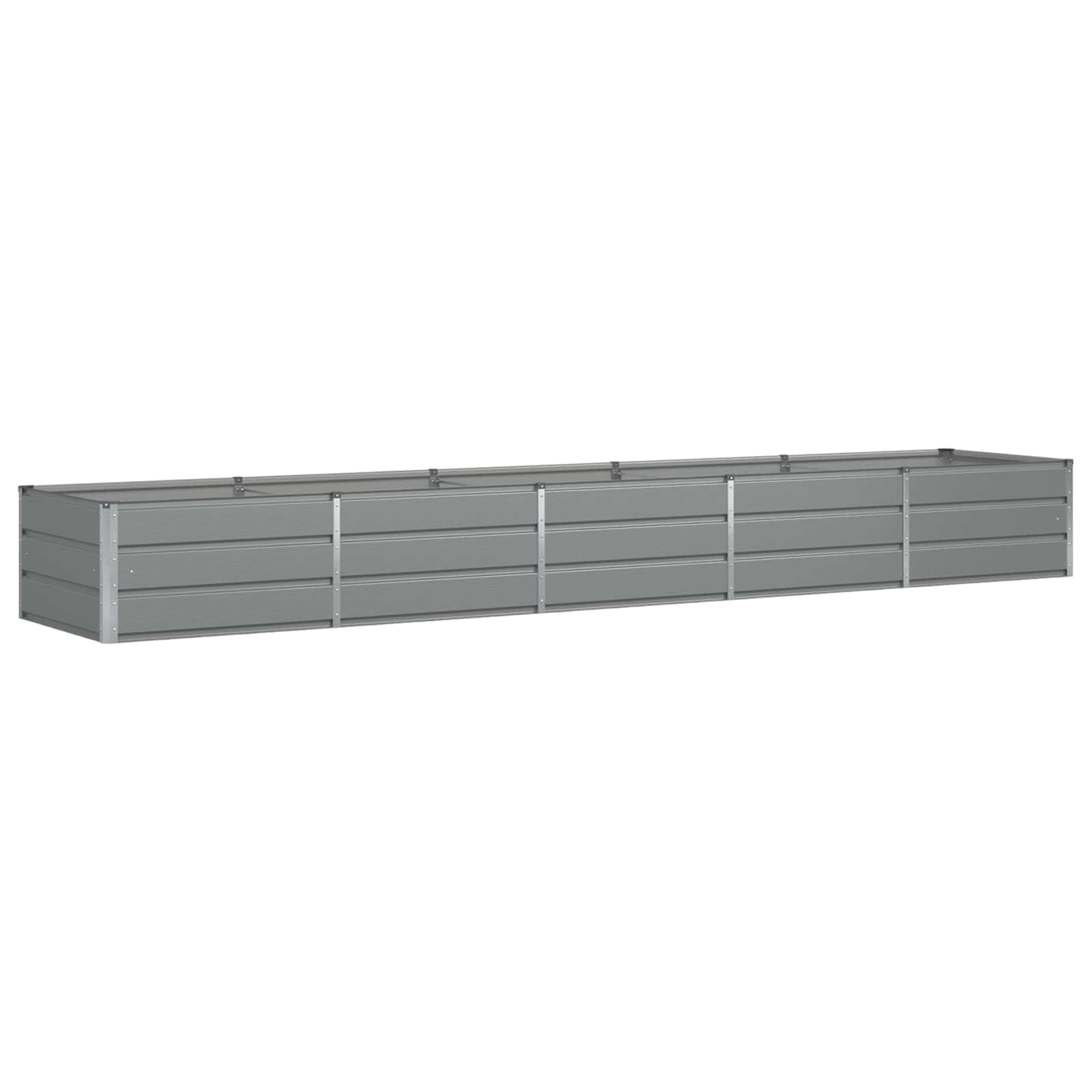 Donica Jasnoszary 400 x 80 x 45 cm Stal Nowoczesna Donica Ogrodowa Tarasowa Wytrzymała Stal Plastik Industrialny Design Minimalistyczny Pojemnik na Rośliny Wewnątrz i Na Zewnątrz