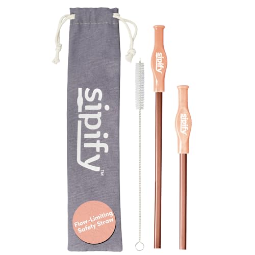 Flow-Limiting Dysphagia Straw for Safe Drinking | Aerating Straw for Elderly & Dysphagia Patients | Reusable Stainless Steel Straw with Soft Silicone Tip | Dishwasher Safe | 2 Pack
